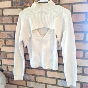 Cream Cropped Sweater and Cami Set